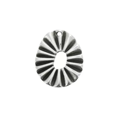 Colgante ovalado calado efecto arrugado 22x18 mm Chapado Plateado envejecido