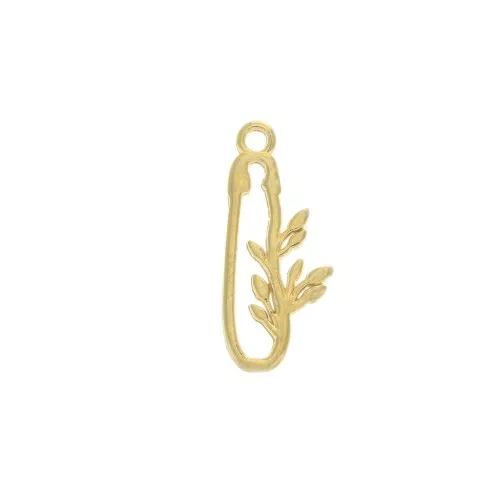 Dije alfiler con hojas de zamac 22x9.5 mm - Dorado con oro fino x1