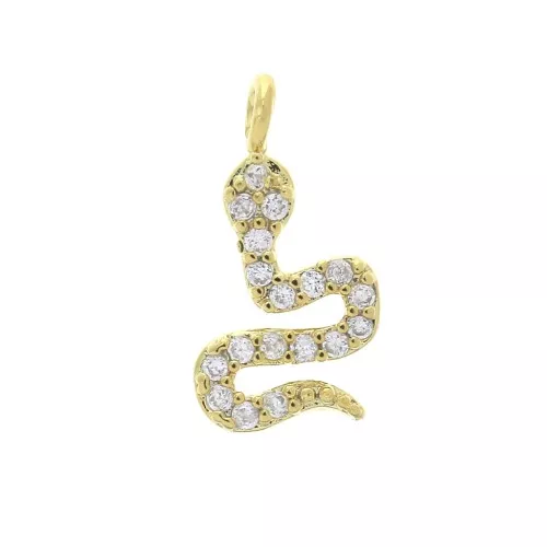 Dije serpiente de latón con óxido de zirconio 12.7x7 mm - Dorado x1