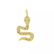 Dije serpiente de latón con óxido de zirconio 12.7x7 mm - Dorado x1