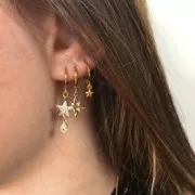 Dije serpiente de latón con óxido de zirconio 12.7x7 mm - Dorado x1