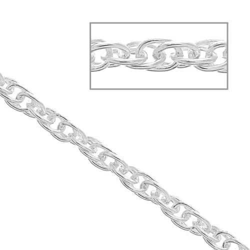 Cadena retorcada malla doble Forçat 2 mm de Plata 925 x50 cm
