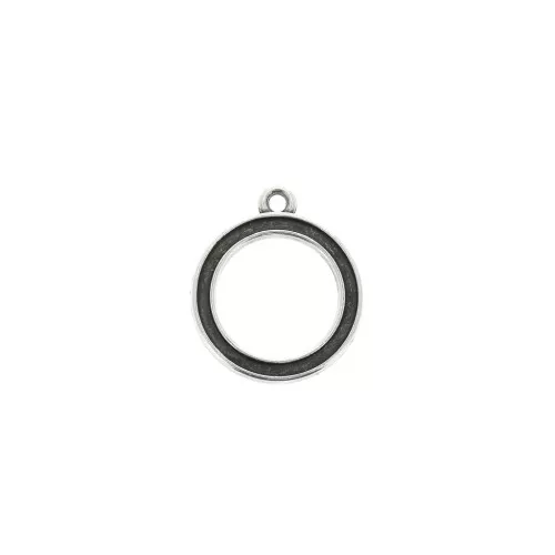 Dije redondo calado doble cara de zamac 18.5x16 mm - Chapado Plateado envejecido x1