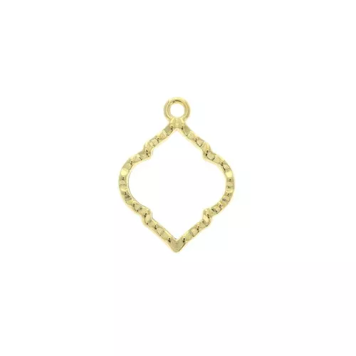 Dije rombo texturado de zamac 22.5x16.5 mm - Dorado con oro fino x1