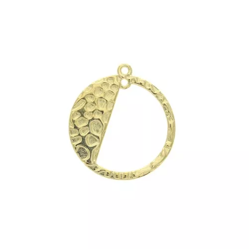 Colgante redondo martillado medio calado 2 anilas zamac 24.5x22mm Dorado con oro fino x1