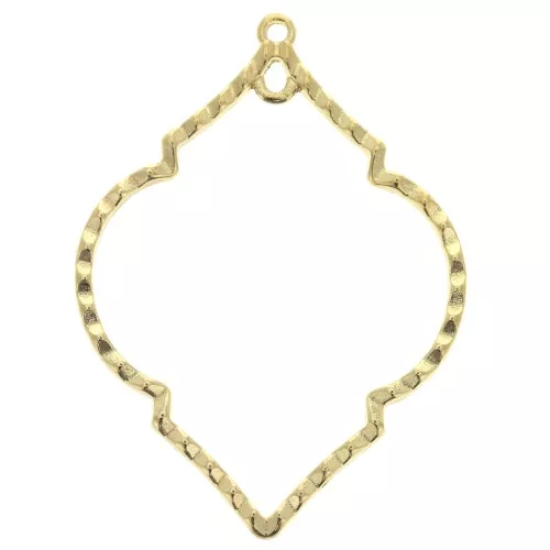 Colgante rombo texturado 2 anilas de zamac 51.5x38 mm - Dorado con oro fino x1