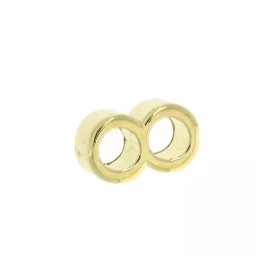 Cuenta pasante slider 8.5x5 mm para 2 cordones 2.5 mm - Dorado con oro fino x1