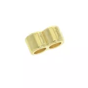 Cuenta pasante slider 8.5x5 mm para 2 cordones 2.5 mm - Dorado con oro fino x1