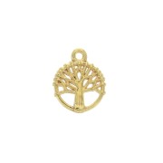 Dije redondoe Arbre de vie de zamac 12x10 mm - Dorado con oro fino x1