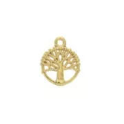 Dije redondoe Arbre de vie de zamac 12x10 mm - Dorado con oro fino x1