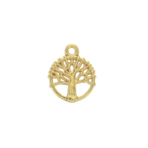 Dije redondoe Arbre de vie de zamac 12x10 mm - Dorado con oro fino x1