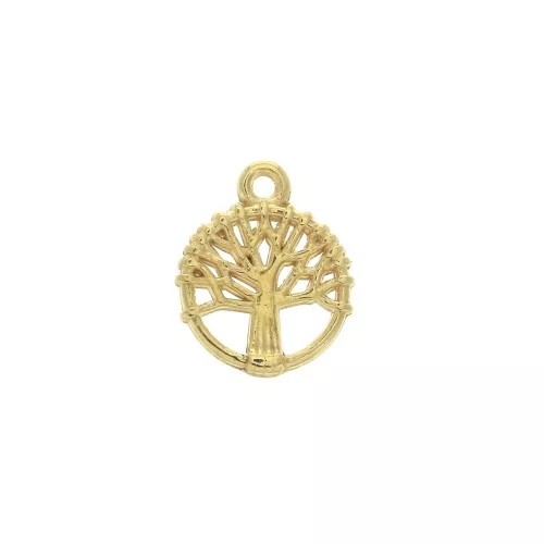 Dije redondoe Arbre de vie de zamac 12x10 mm - Dorado con oro fino x1