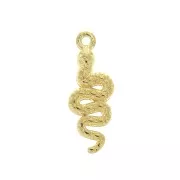 Dije serpiente de zamac 24x8.5 mm - Dorado con oro fino x1