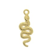 Dije serpiente de zamac 24x8.5 mm - Dorado con oro fino x1
