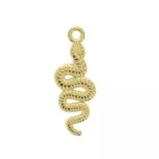 Dije serpiente de zamac 24x8.5 mm - Dorado con oro fino x1
