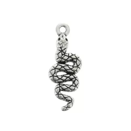 Dije serpiente de zamac 24x8.5 mm - Chapado Plateado envejecido x1