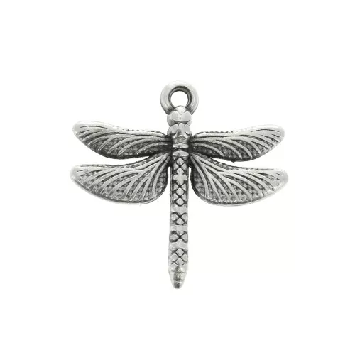 Dije libélula de zamac 17.5x18 mm - Chapado Plateado envejecido x1