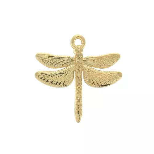 Dije libélula de zamac 17.5x18 mm - Dorado con oro fino x1