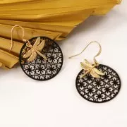 Dije libélula de zamac 17.5x18 mm - Dorado con oro fino x1