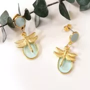 Dije libélula de zamac 17.5x18 mm - Dorado con oro fino x1