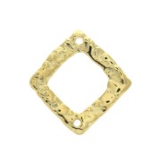 Entrepieza rombo martillado calado 2 agujeros 20x19 mm - Dorado con oro fin x1
