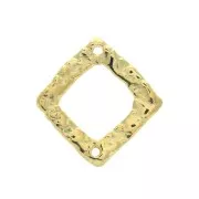 Entrepieza rombo martillado calado 2 agujeros 20x19 mm - Dorado con oro fin x1