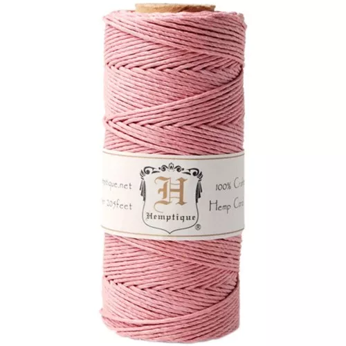 Bobina de 62 metros Bobina de Hilo de cáñamo Hemp Cord 1.1 mm Antiguo rosa