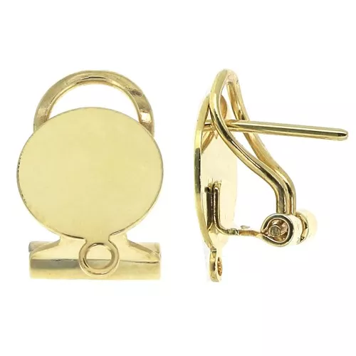 Ganchos de pendientes bandeja con anilla cerrada - 12 mm Dorado con oro fino x2