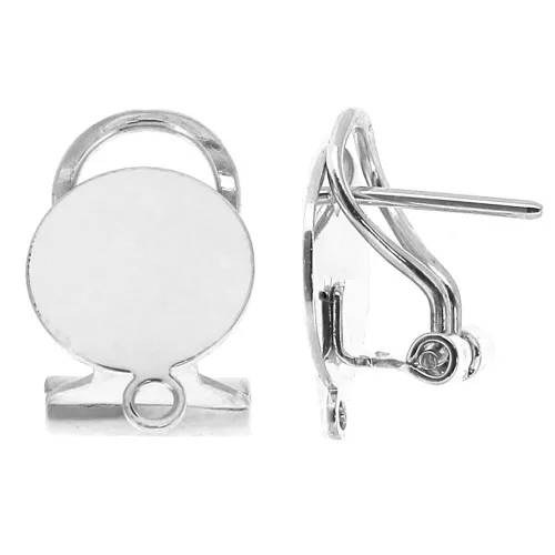 Ganchos de pendientes bandeja con anilla cerrada - 12 mm chapado en plata fina x2