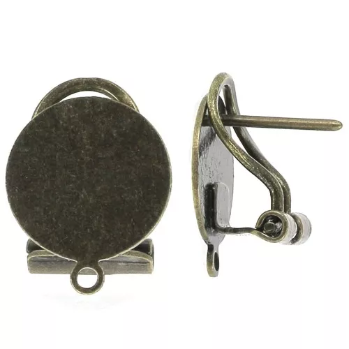 Ganchos de pendientes bandeja con anilla cerrada - 12 mm Bronce x2