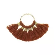 Mini colgante abanico con pompones imitación algodón 15x20mm Oxido / Dorado