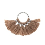 Mini colgante abanico pompones imitación algodón 15x20mm Sienne/Plateado x1|raw }}