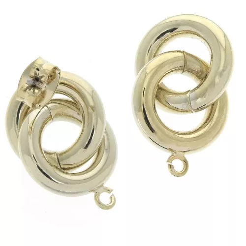 Ganchos pendientes redondos con anilla abierta a decorar 23x13 mm - Dorado x2