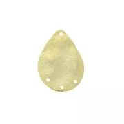Entrepieza gota de latón arrugado 3 agujeros 20x14 mm - Dorado con oro fino x1