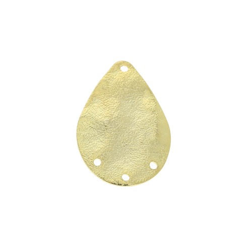 Entrepieza gota de latón arrugado 3 agujeros 20x14 mm - Dorado con oro fino x1