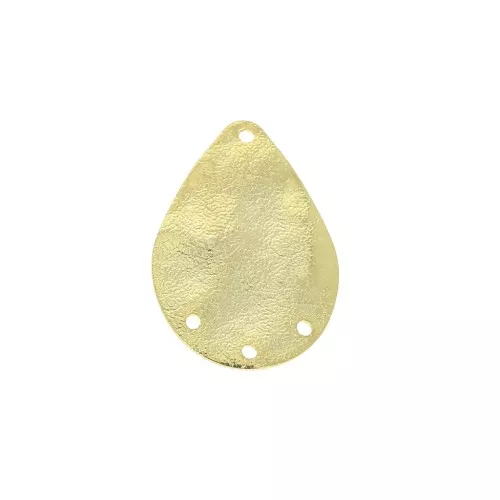 Entrepieza gota de latón arrugado 3 agujeros 20x14 mm - Dorado con oro fino x1