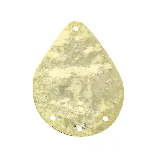 Colgante gota aspecto arrugado 3 agujeros - 30.5x22.5 mm - Dorado con oro fino x1