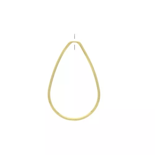 Anilla de montaje forma gota con agujero de latón 43x30 mm Dorado con oro fino x1