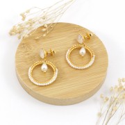 Anilla de montaje forma gota con agujero de latón 43x30 mm Dorado con oro fino x1