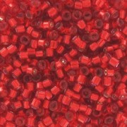 Miyuki Delica 11/0 DB0602 - Rojo teñido con ribete plateado x 100 g