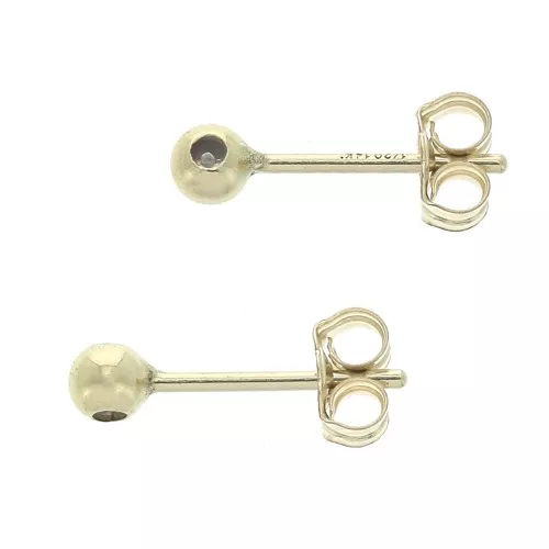 Ganchos pendientes bola 3 mm con cuenta pasante en Gold filled x2
