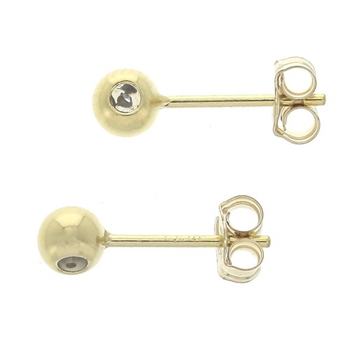 Ganchos pendientes bola 4 mm con cuenta pasante de Gold filled x2