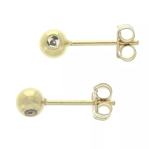 Ganchos pendientes bola 4 mm con cuenta pasante de Gold filled x2