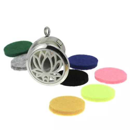 Medallón flor de loto difusor de perfume y 10 recambios - Acero Inox x1