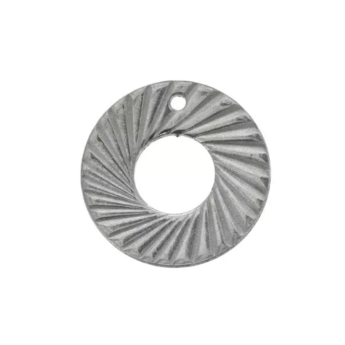 Dije círculo calado a rayas 15 mm de Acero Inox x1