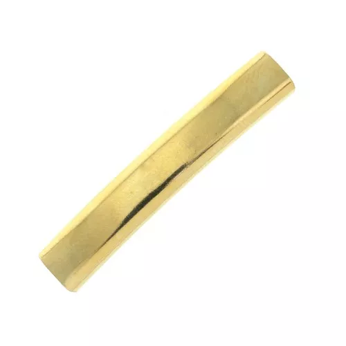 Cuenta pasante tubo incurvado 35x6mm de latón para cordón 5mm - Dorado con oro fino x1