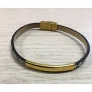 Cuenta pasante tubo incurvado 35x6mm de latón para cordón 5mm Chapado Plateado Envejecido x1