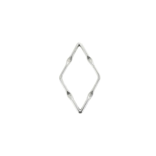 Entrepieza rombo trabajado 23x13 mm de zamac - Chapado Plateado envejecido x1