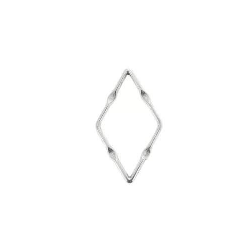 Entrepieza rombo trabajado 23x13 mm de zamac - Chapado Plateado envejecido x1