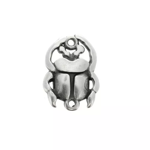Entrepieza 2 anillas escarabajo de zamac 20x15 mm - Chapado Plateado envejecido x1